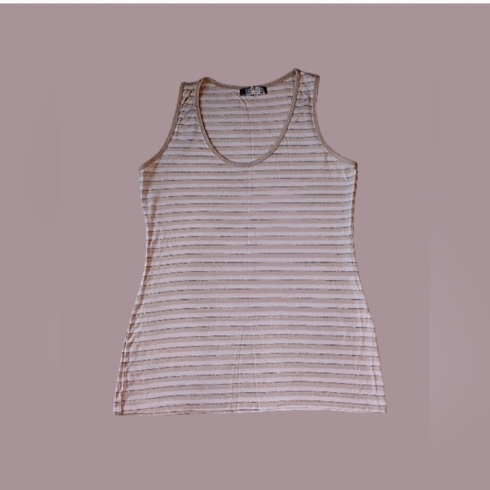 Anatomie | Striped Sleeveless Tank Top Cream White Silver | Travel | Size M